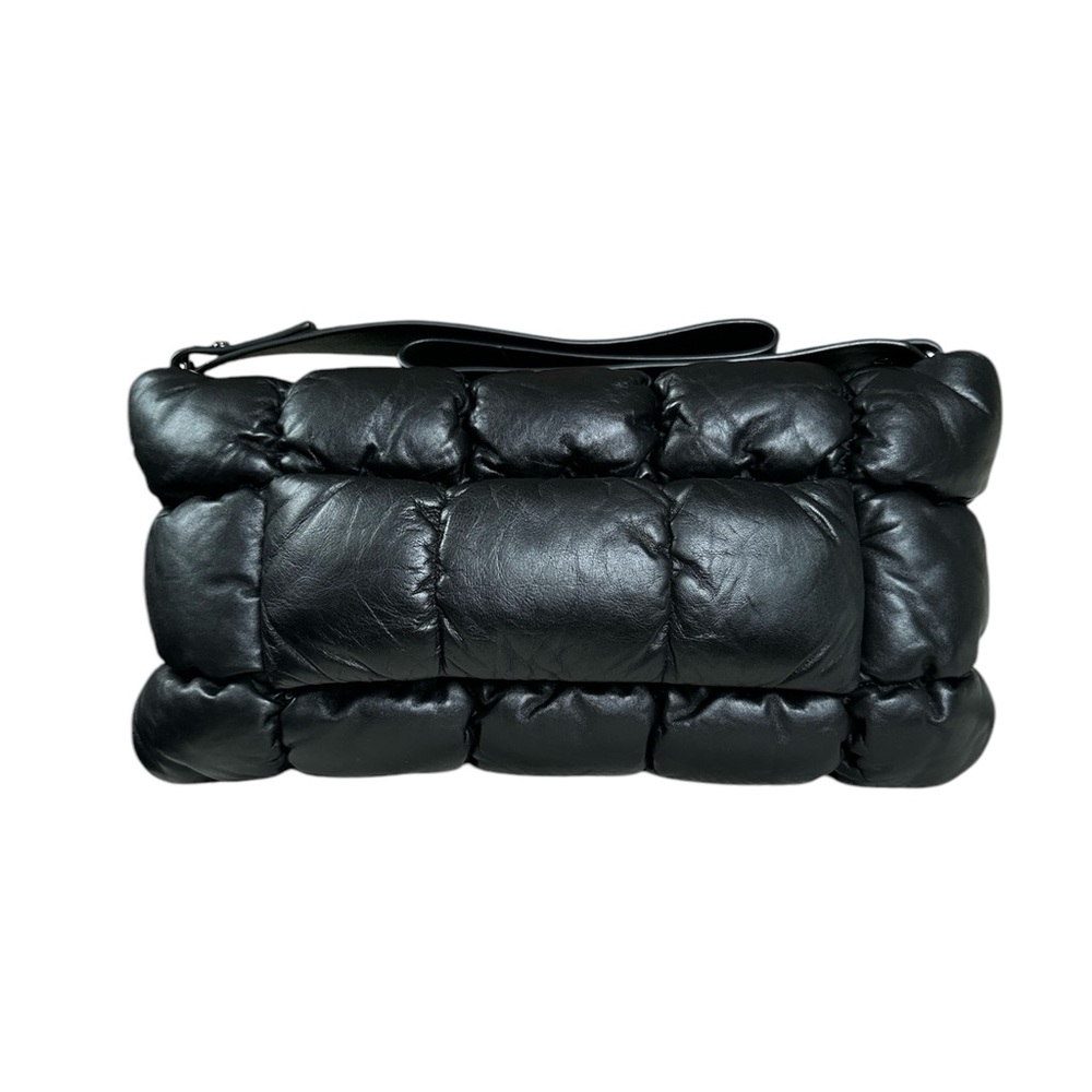 NWT COS Black Leather Quilted Pillow Clutch Bag